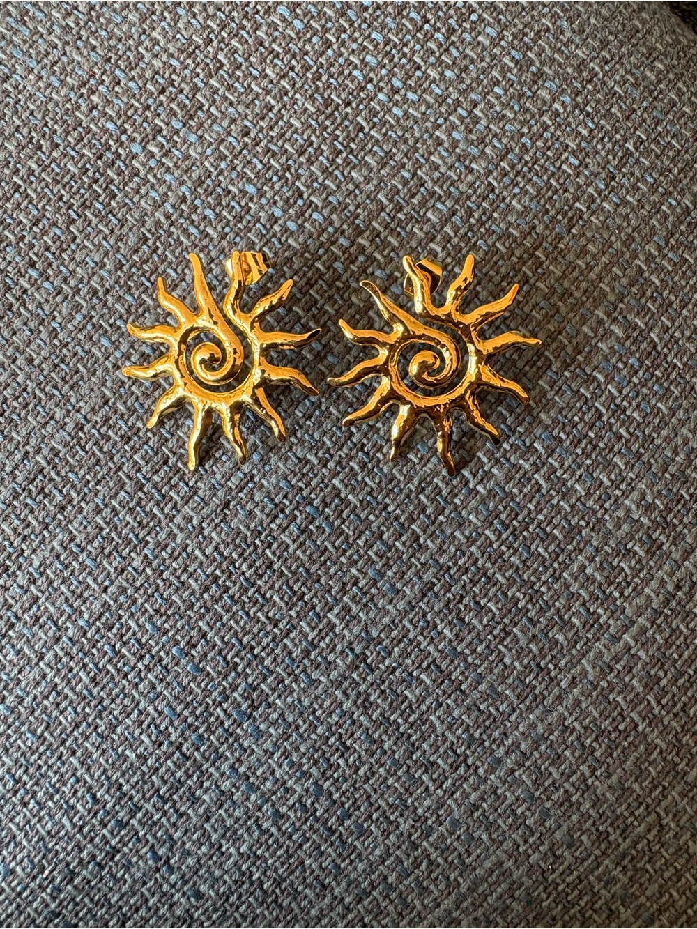 Gold Sunburst Spiral Clip-On Earrings - Women Jewelry